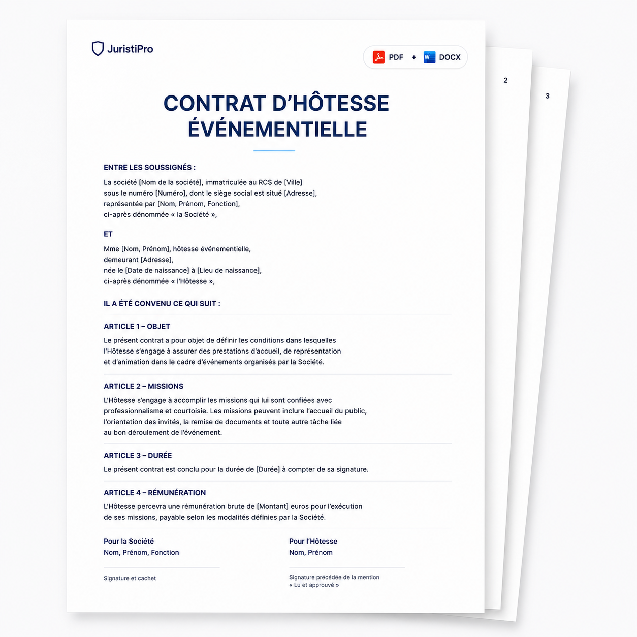 modèle contrat d’hôtesse événementielle