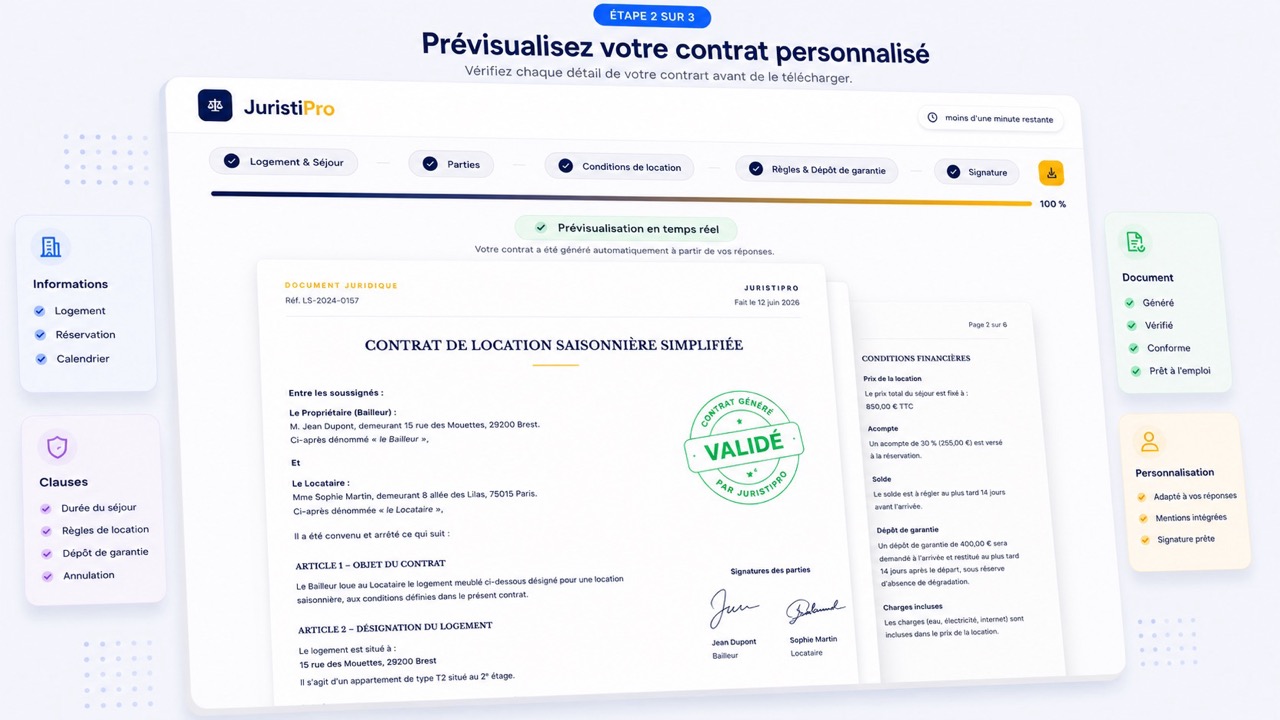 contrat de location saisonnière simplifié