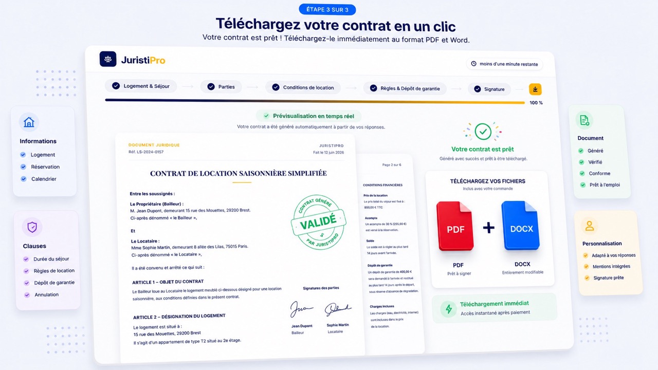 contrat de location saisonnière simplifié