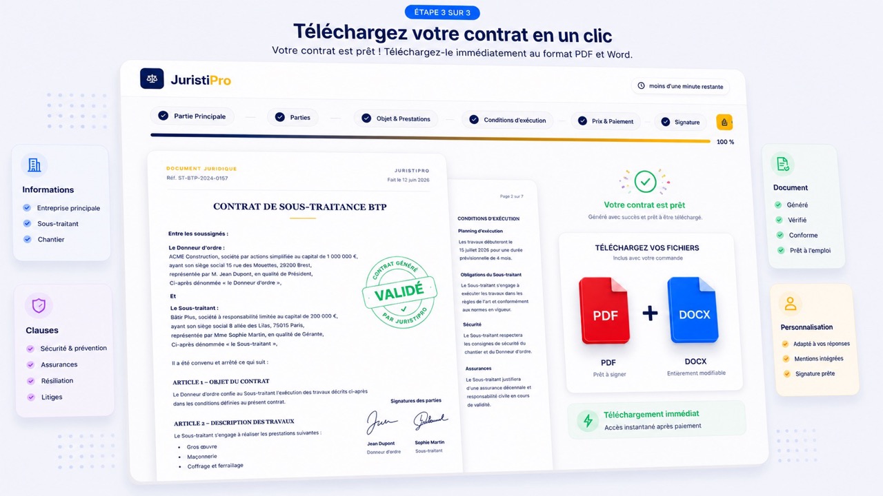 modèle de contrat de sous-traitance BTP