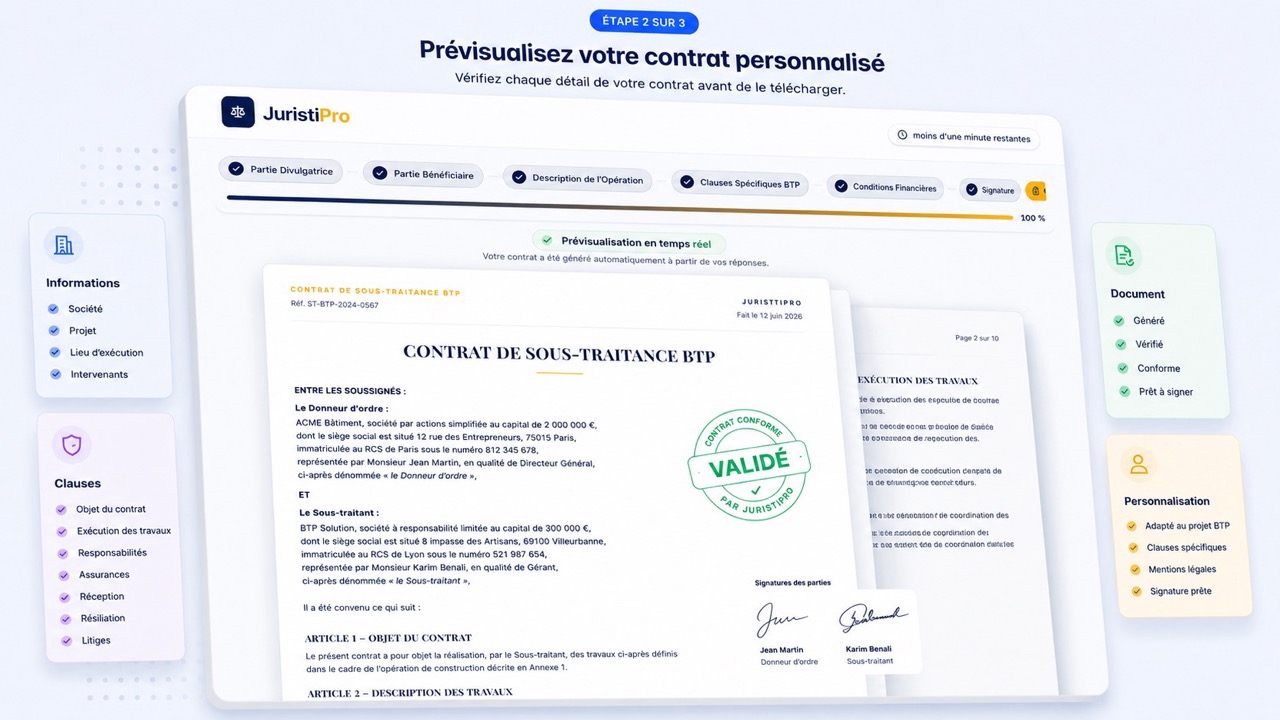 modèle de contrat de sous-traitance BTP