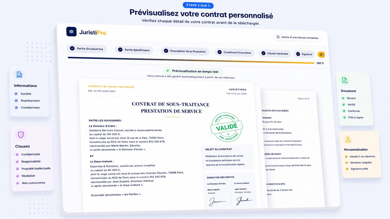 modèle de contrat de sous-traitance prestation de service
