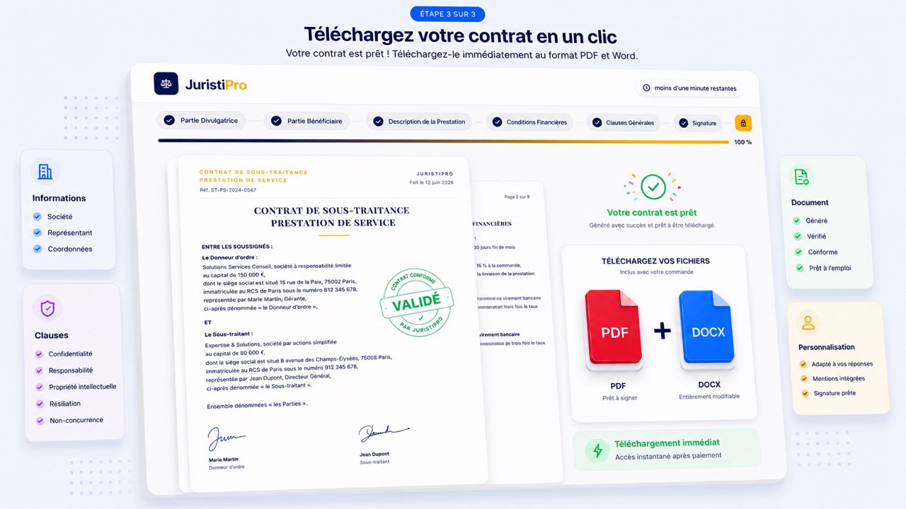 modèle de contrat de sous-traitance prestation de service
