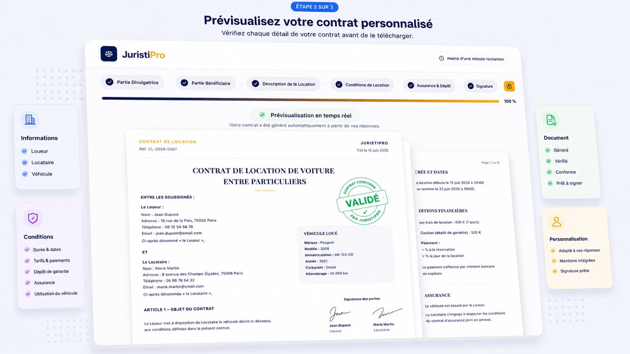 contrat de location de voiture entre particuliers