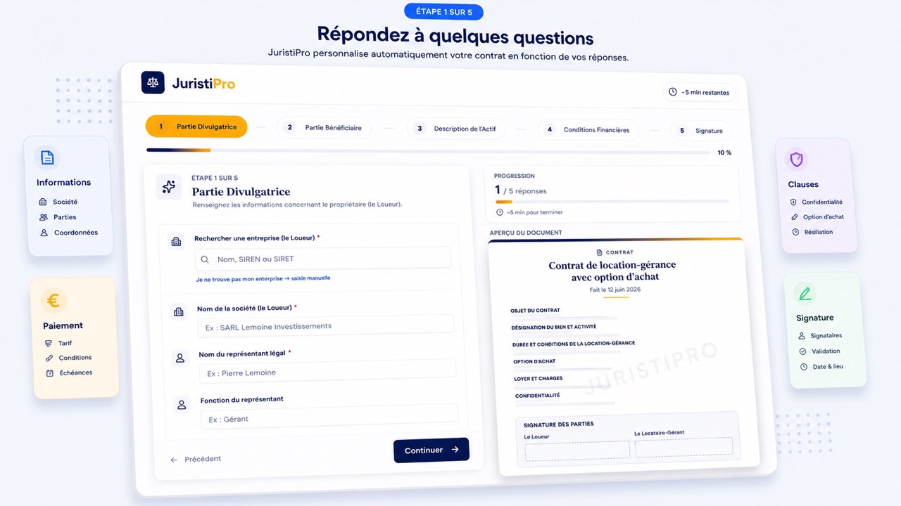 contrat de location-gérance avec option d'achat