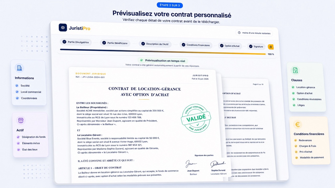 contrat de location-gérance avec option d'achat