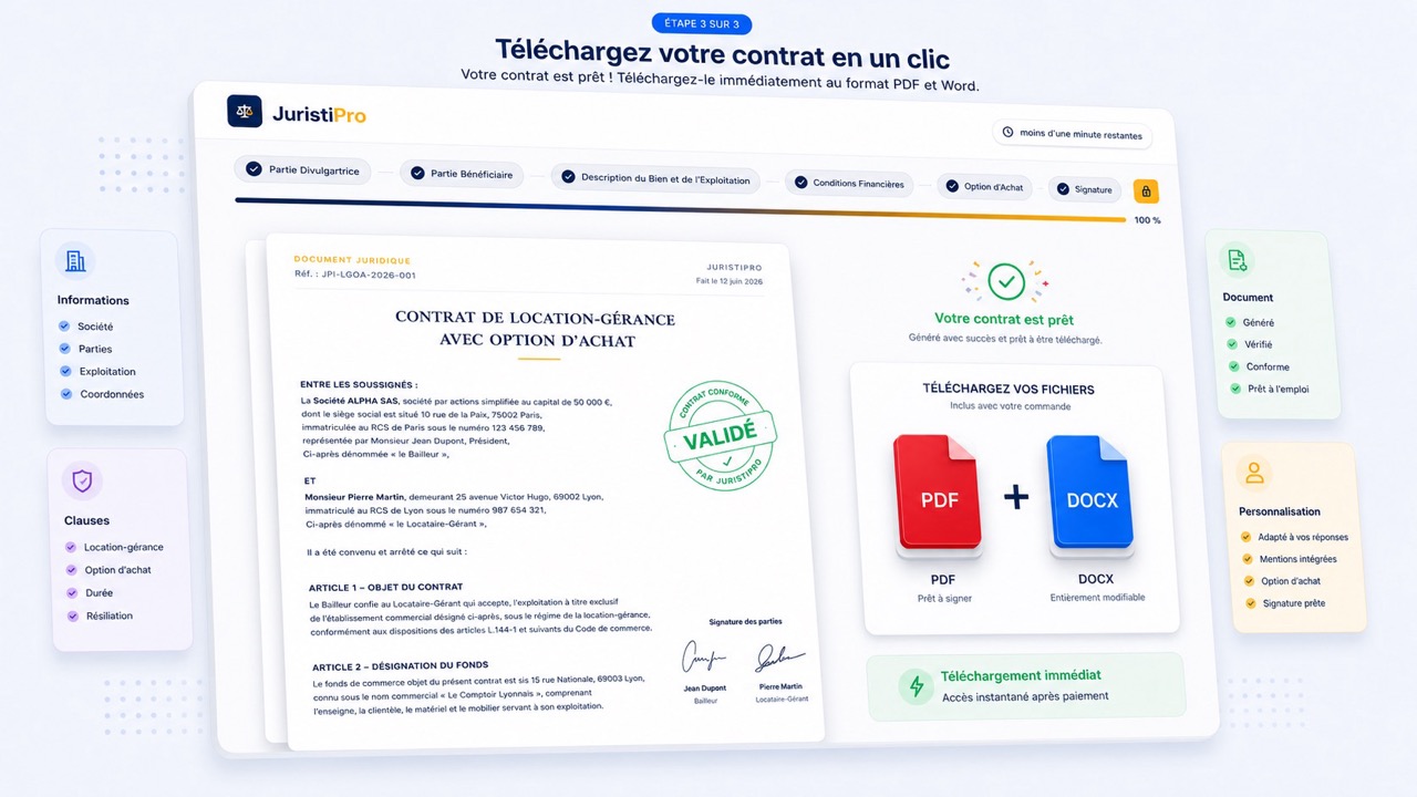 contrat de location-gérance avec option d'achat