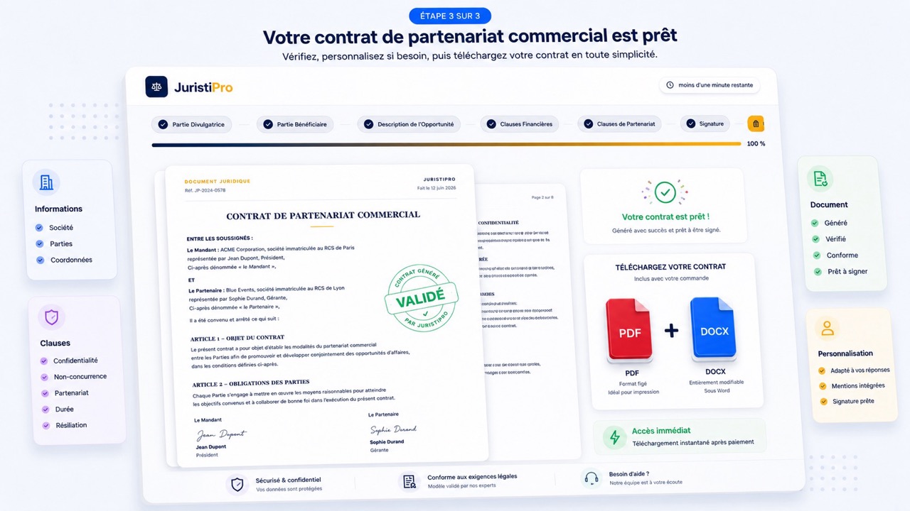 contrat de partenariat commercial