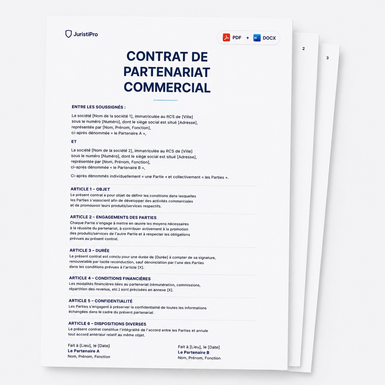 contrat de partenariat commercial