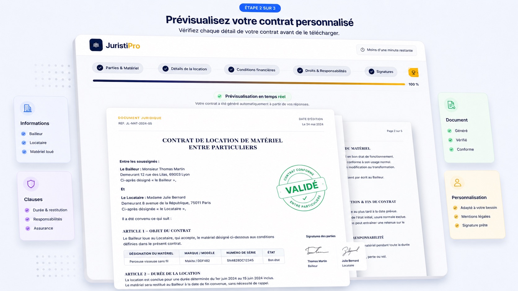 Contrat de location de matériel entre particuliers