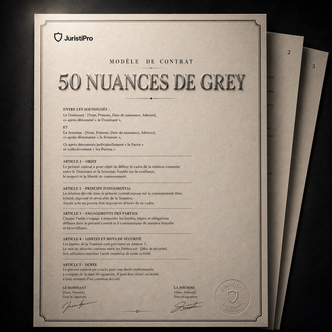 contrat 50 nuances de Grey