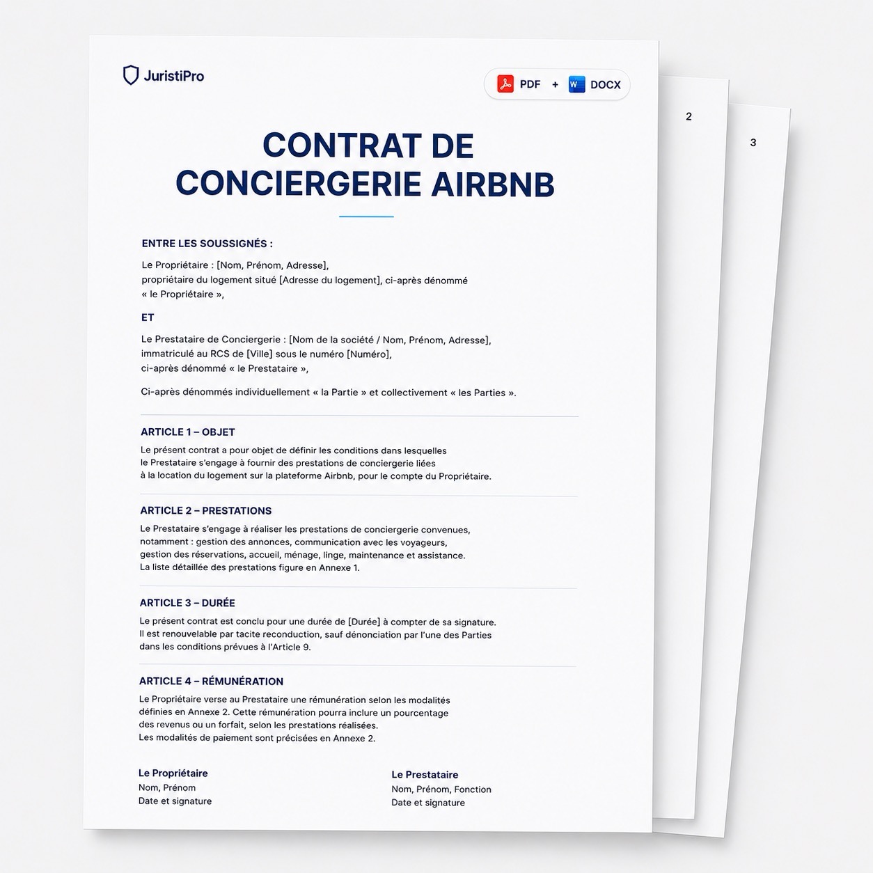 contrat de conciergerie Airbnb