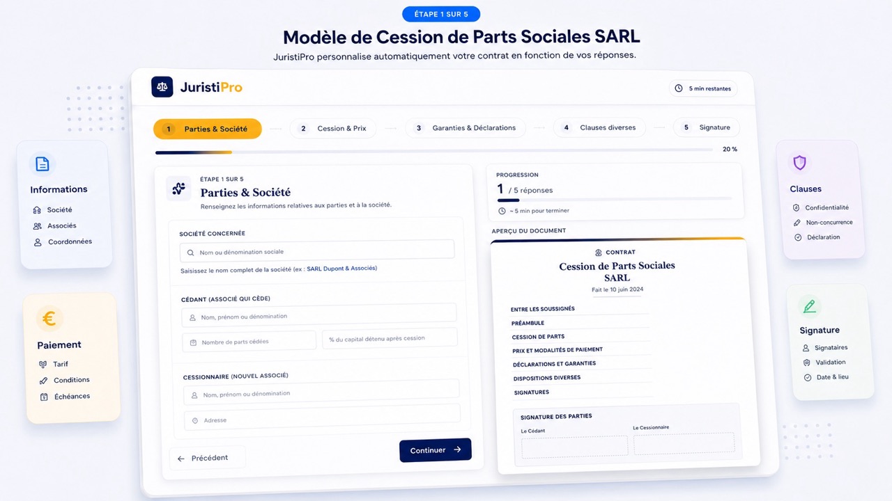 Modèle de Cession de Parts Sociales SARL