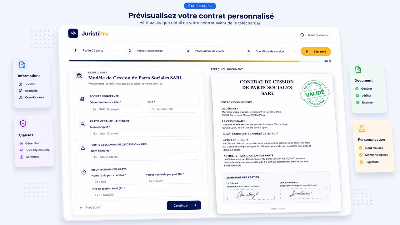 Modèle de Cession de Parts Sociales SARL