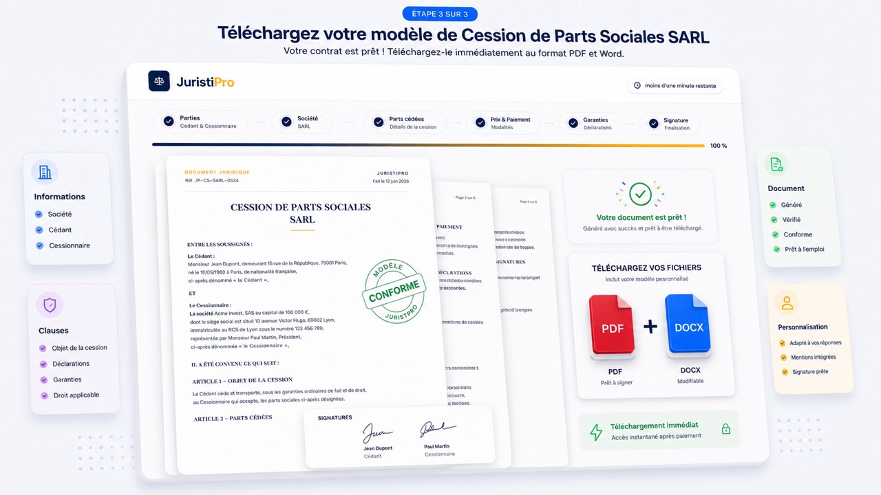 Modèle de Cession de Parts Sociales SARL
