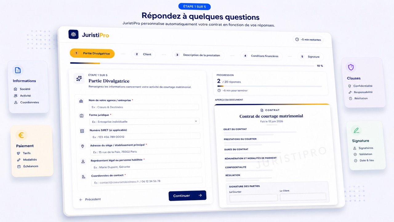 modèle de contrat de courtage matrimonial
