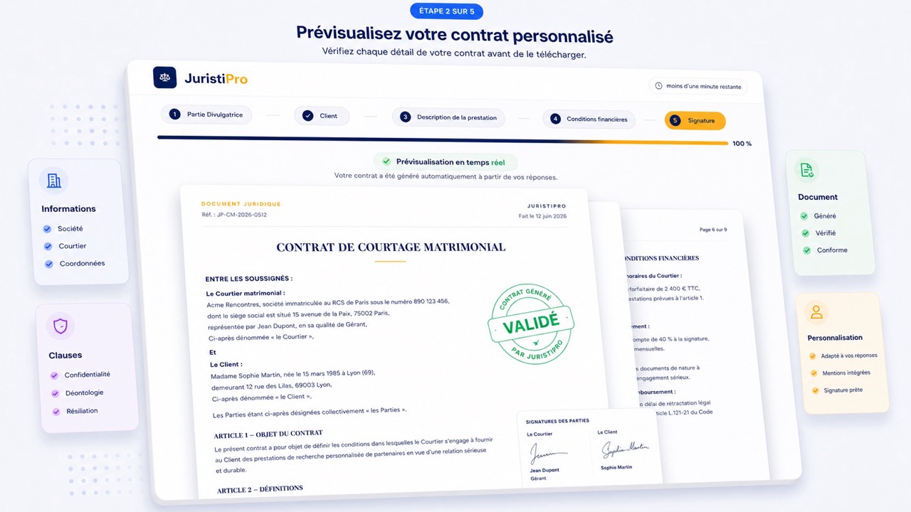 modèle de contrat de courtage matrimonial