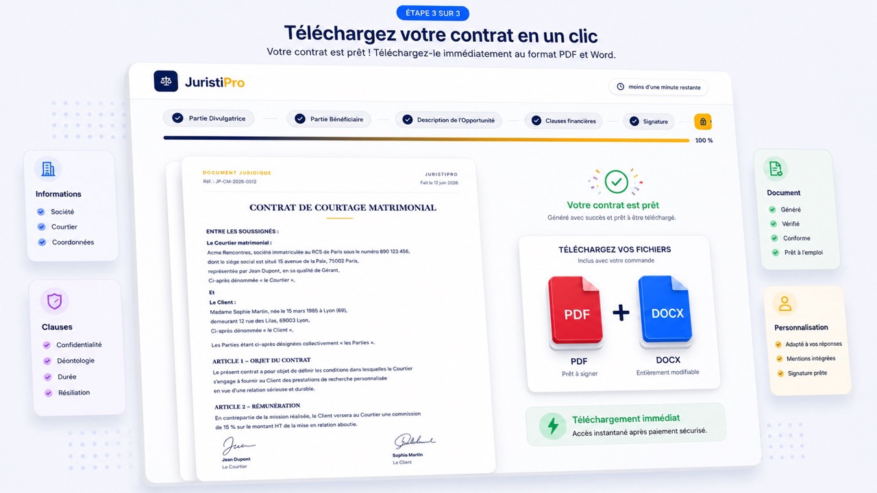 modèle de contrat de courtage matrimonial