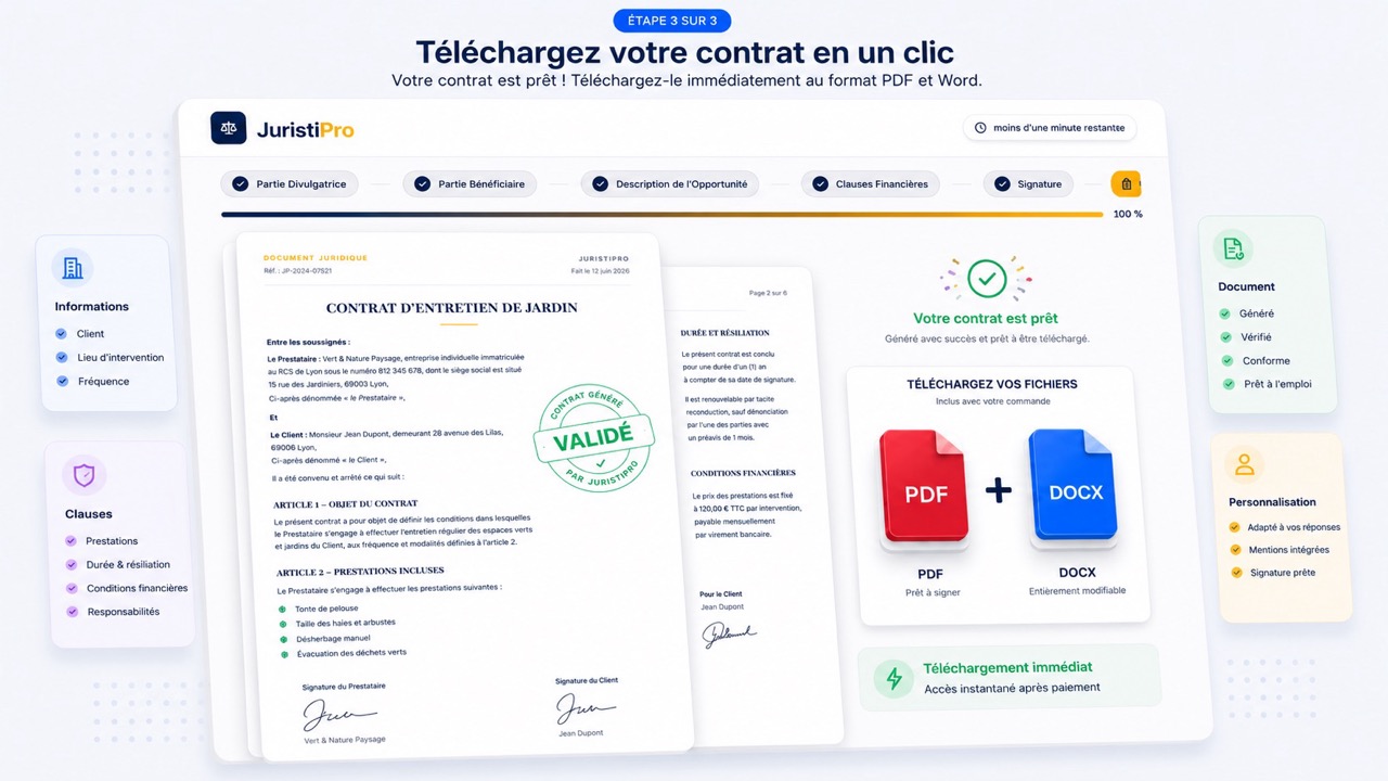 Modèle de contrat d’entretien de jardin