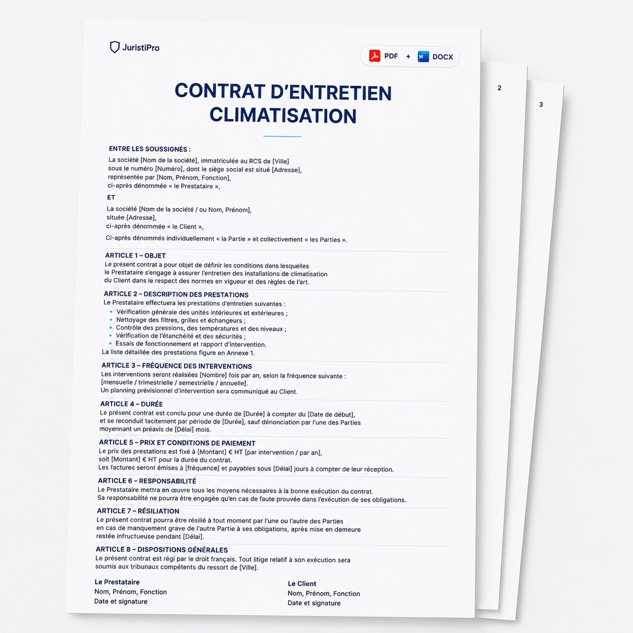 contrat d'entretien climatisation