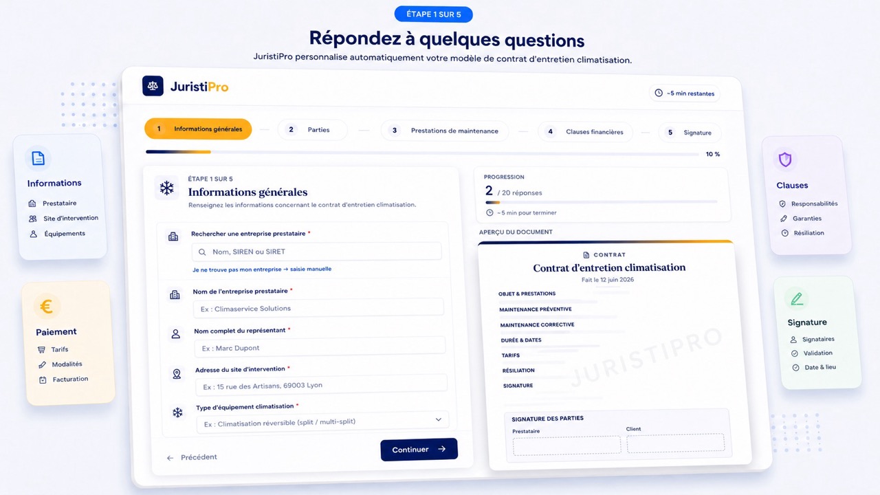 modèle de contrat d'entretien de climatisation