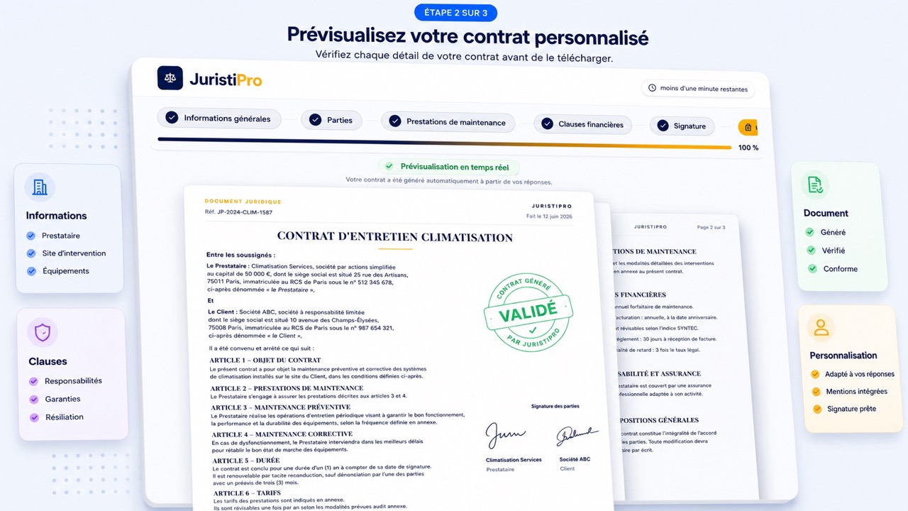 modèle de contrat d'entretien de climatisation
