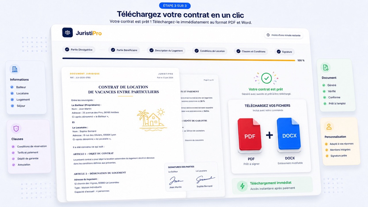 contrat de location de vacances entre particuliers