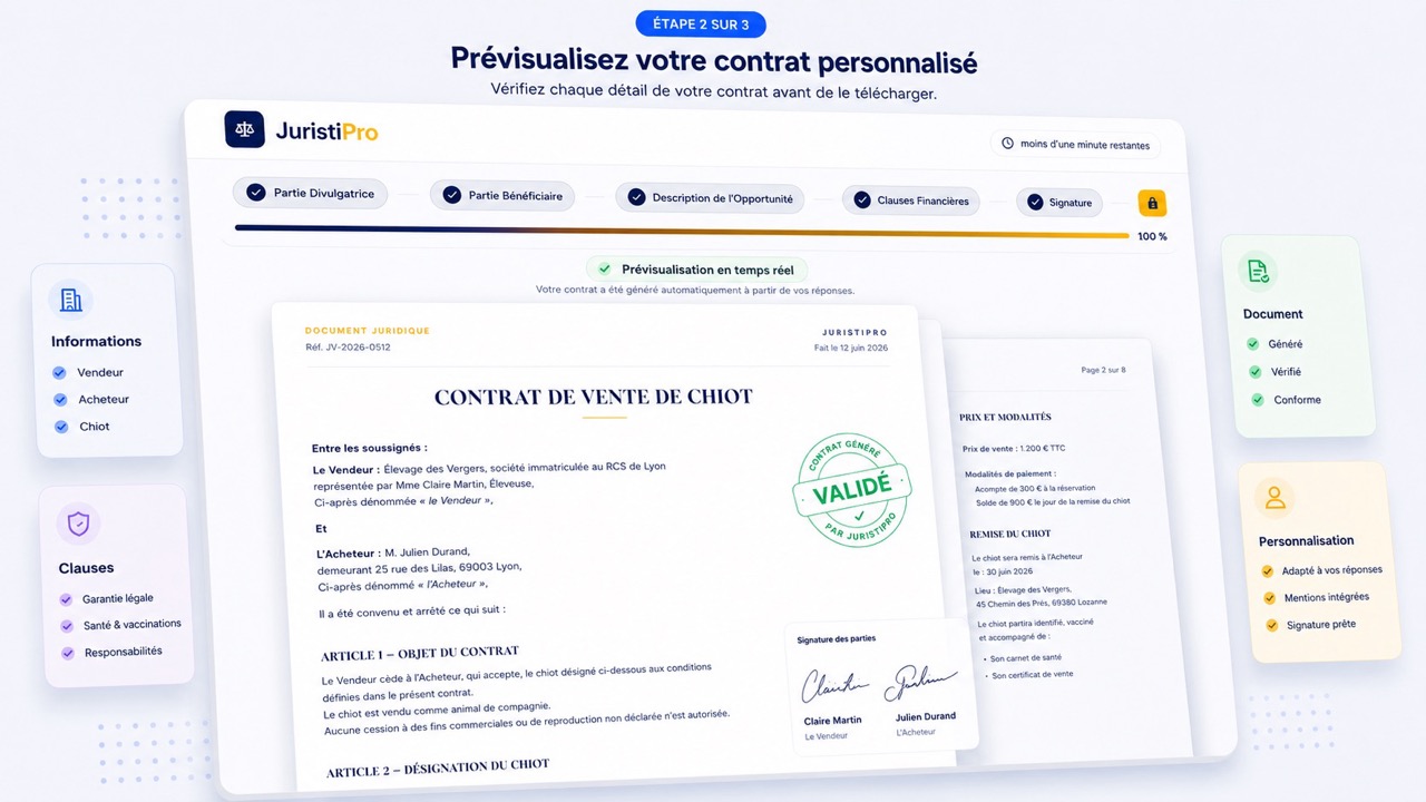 contrat de vente de chiot
