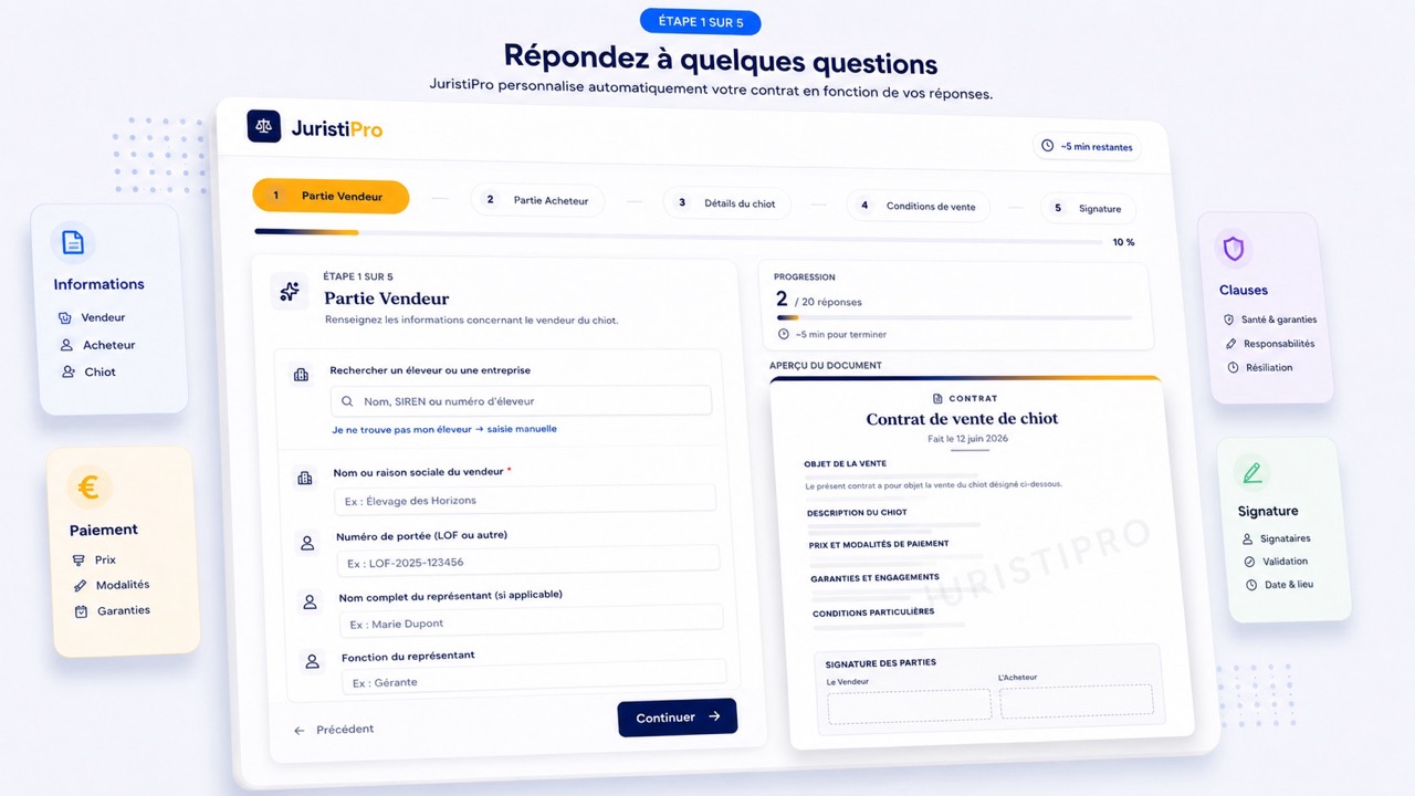contrat de vente de chiot
