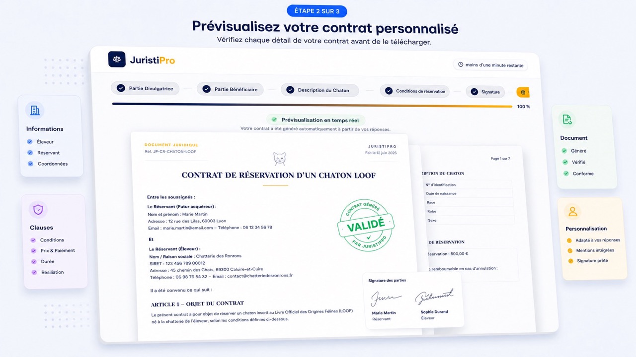contrat de réservation de chaton LOOF