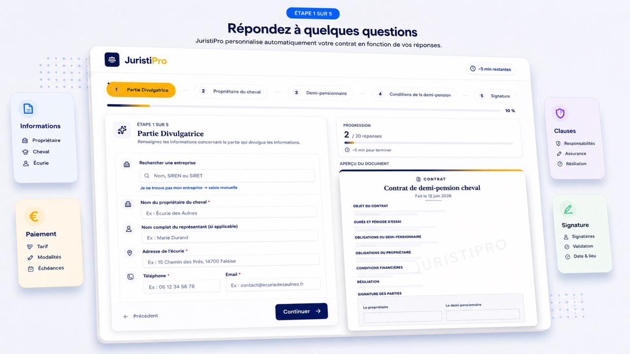 contrat de demi-pension cheval