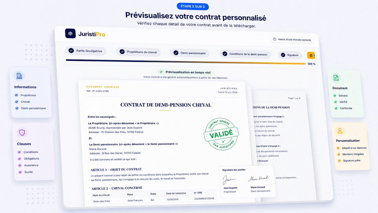 contrat de demi-pension cheval