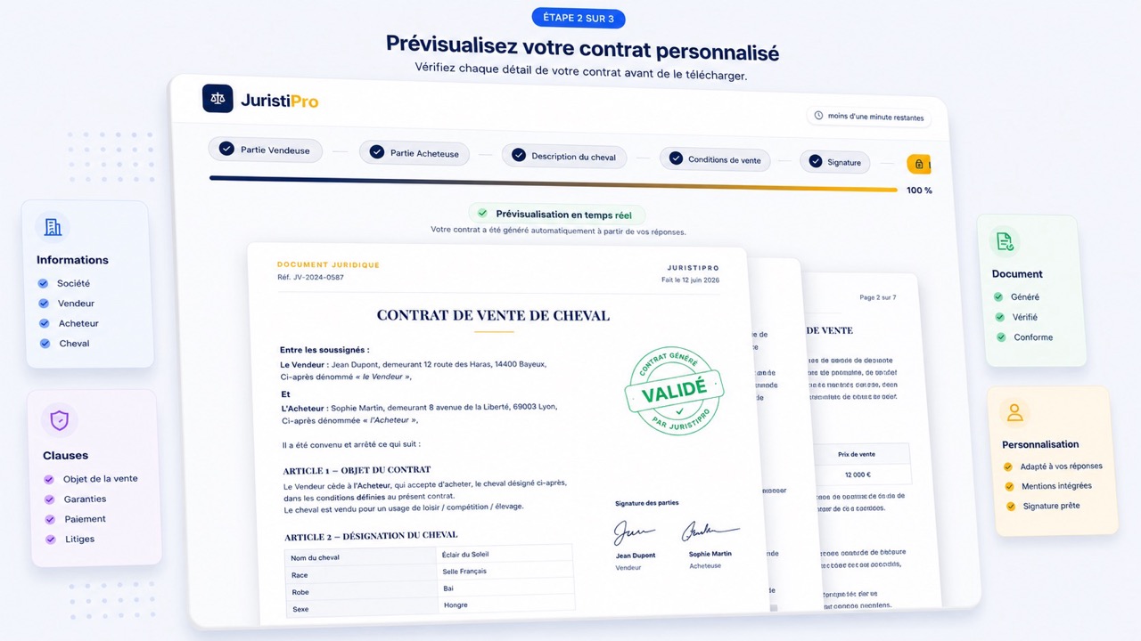 contrat de vente de cheval