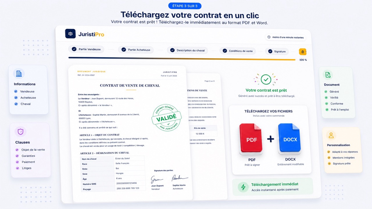 contrat de vente de cheval