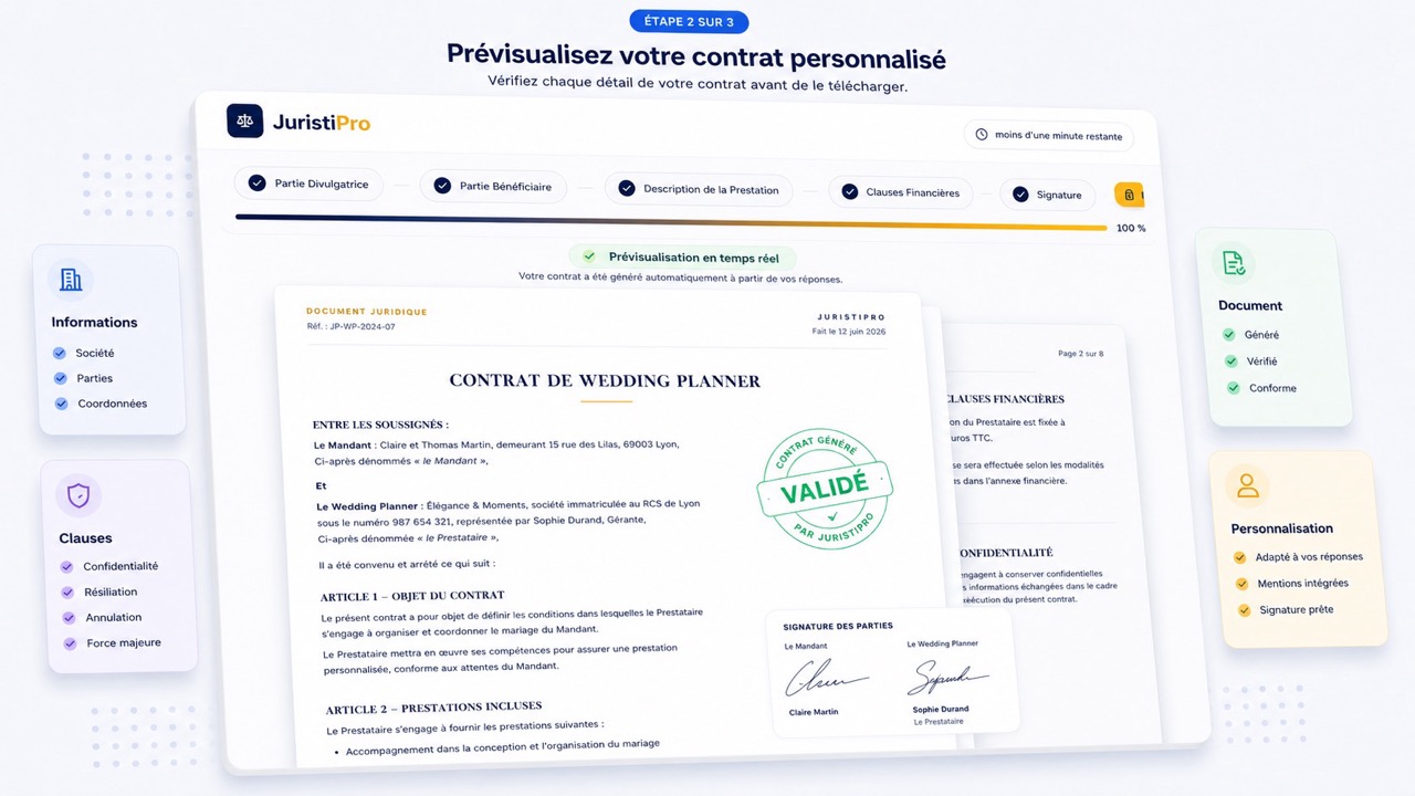 contrat de wedding planner