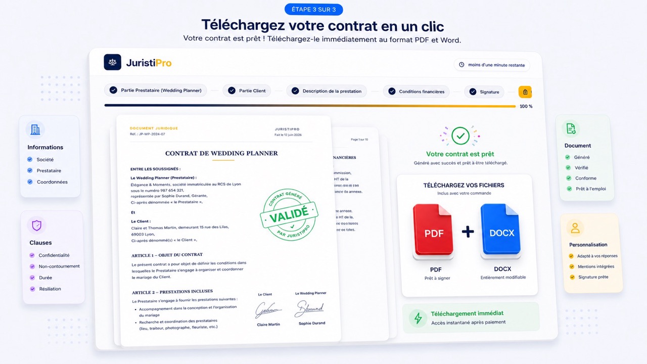 contrat de wedding planner