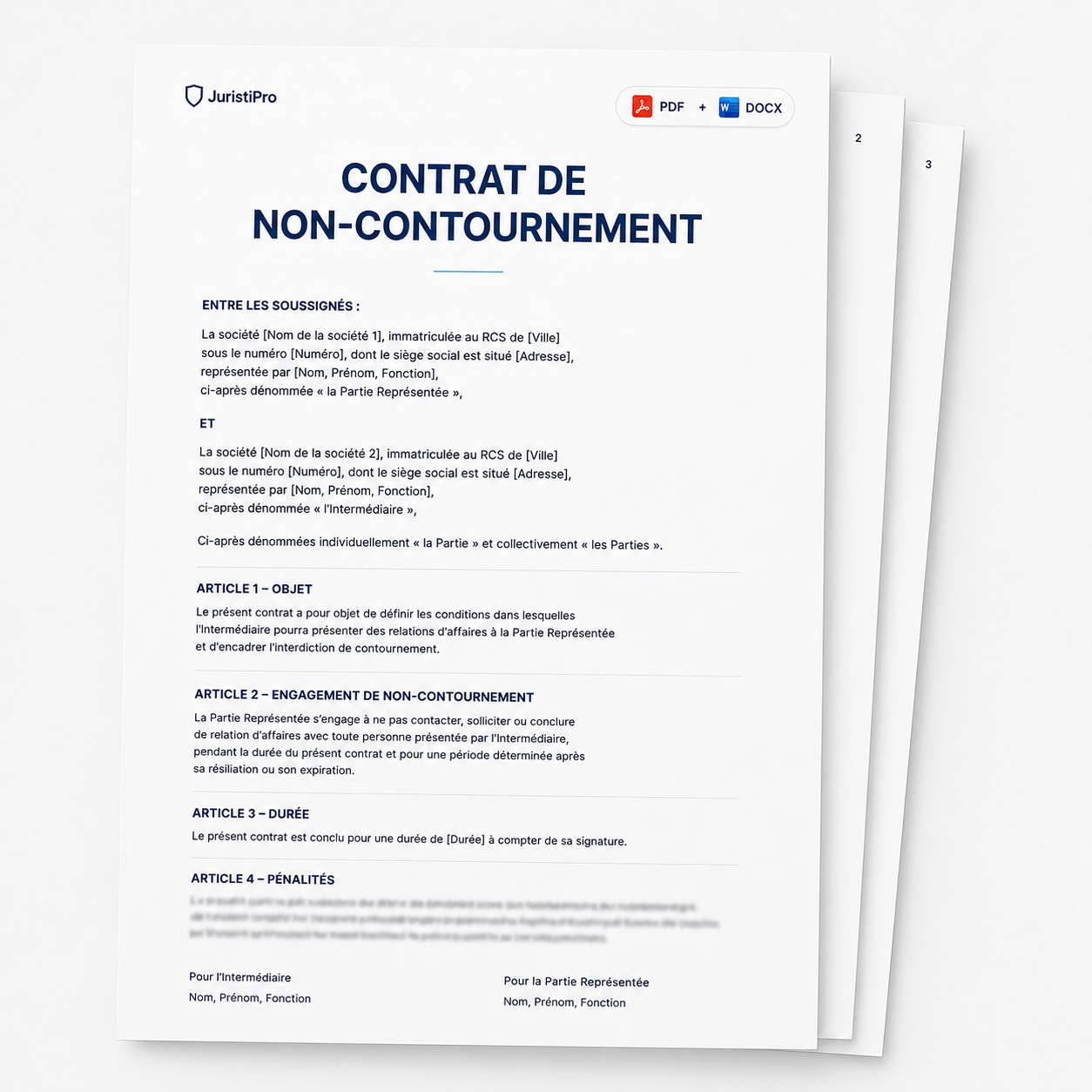 Aperçu du modèle Contrat de non-contournement