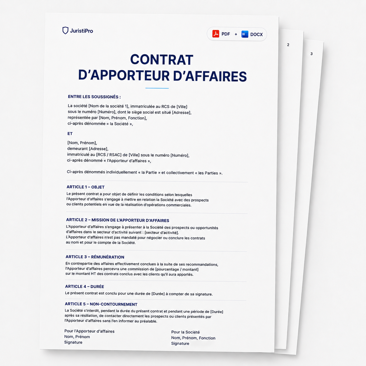 Aperçu du modèle Contrat d'apporteur d'affaires