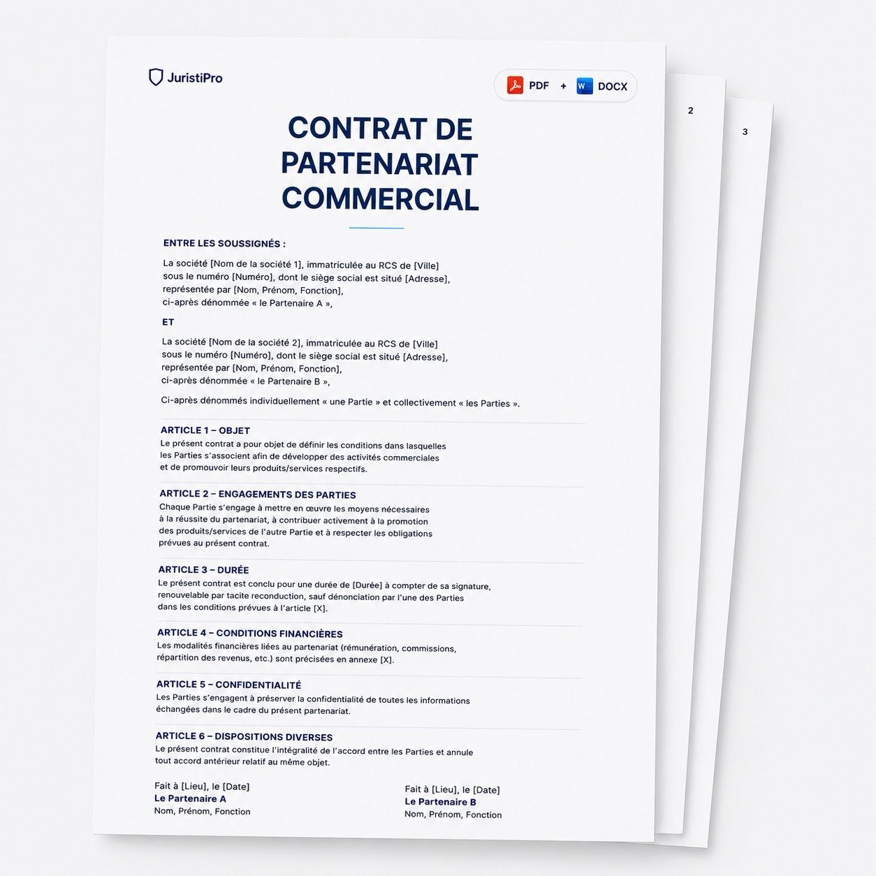 Aperçu du modèle Contrat de partenariat commercial
