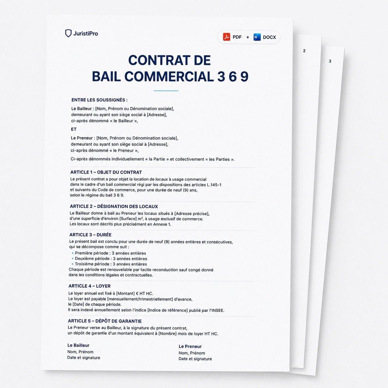 Aperçu du modèle Bail commercial 3-6-9