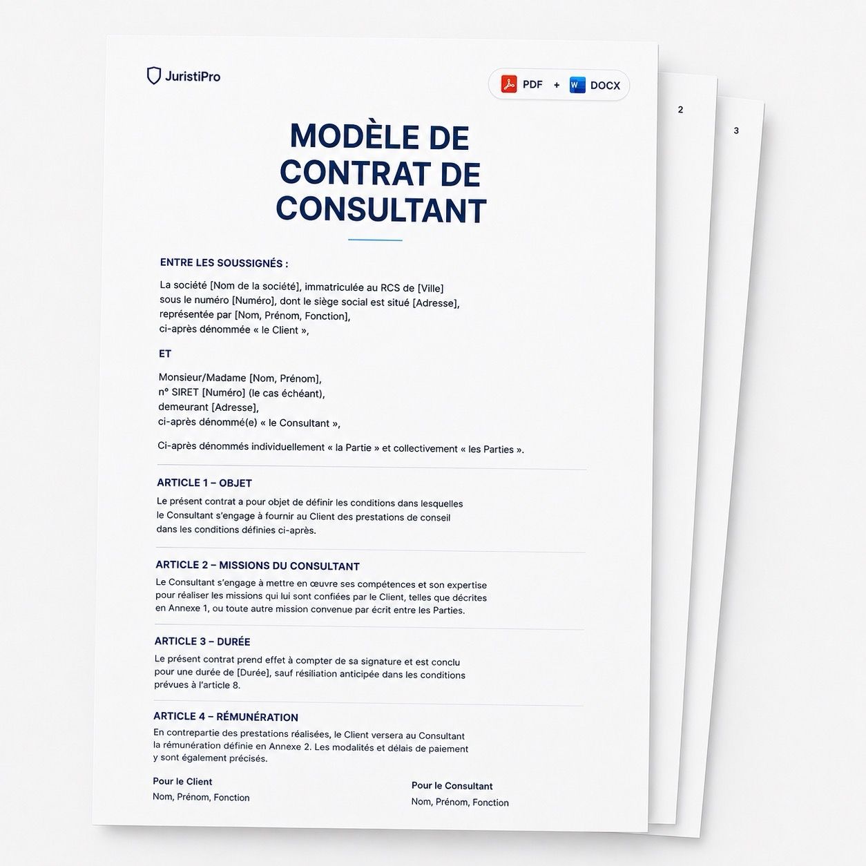 Aperçu du modèle Contrat de consultant